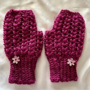 Mittens/ crochet gloves plum color for women/ Winter Gloves Handmade/ fingerless
